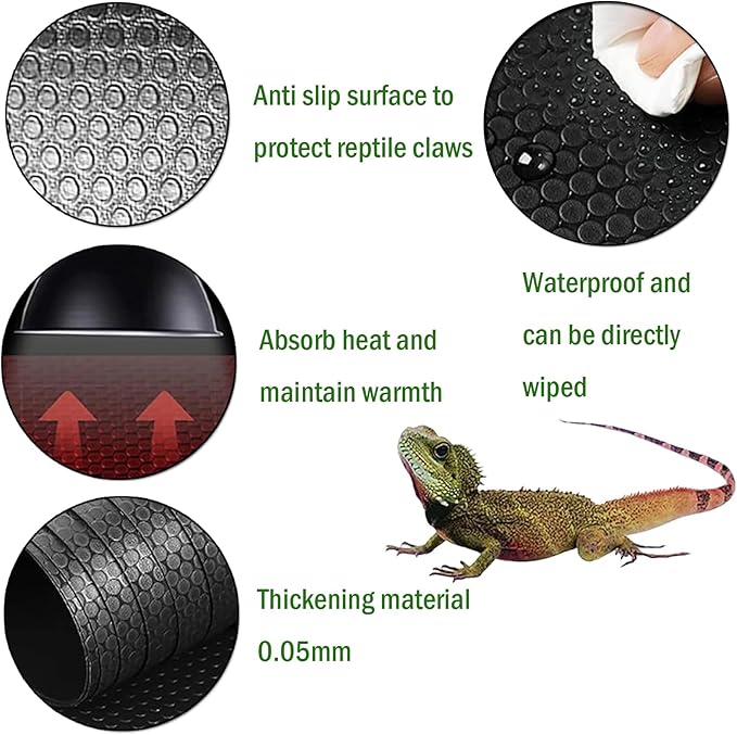 KABASI Reptile Substrate Liner Terrarium Carpet, Bearded Dragon Tank Accessories, Non-Adhesive Reptile Carpet Reptile Flooring Mat Bedding for Leopard Gecko, Snake, Lizard, Tortoise, 17.7x39.4 inch