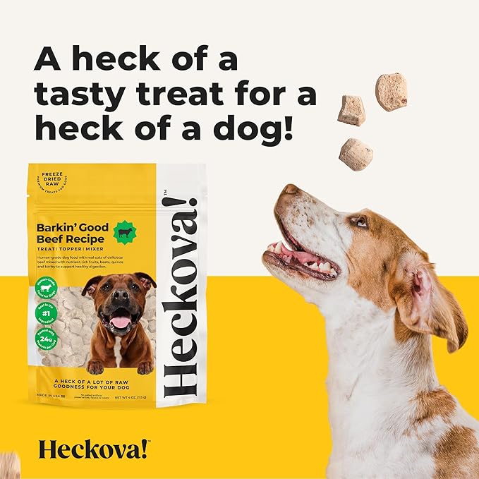 Barkin’ Good Beef - Freeze Dried Raw Dog Treats, Human Grade Beef Heart and Liver for Training, Meal Topper, High Protein, 24g Per Cup, Made in The USA, 4oz Bag