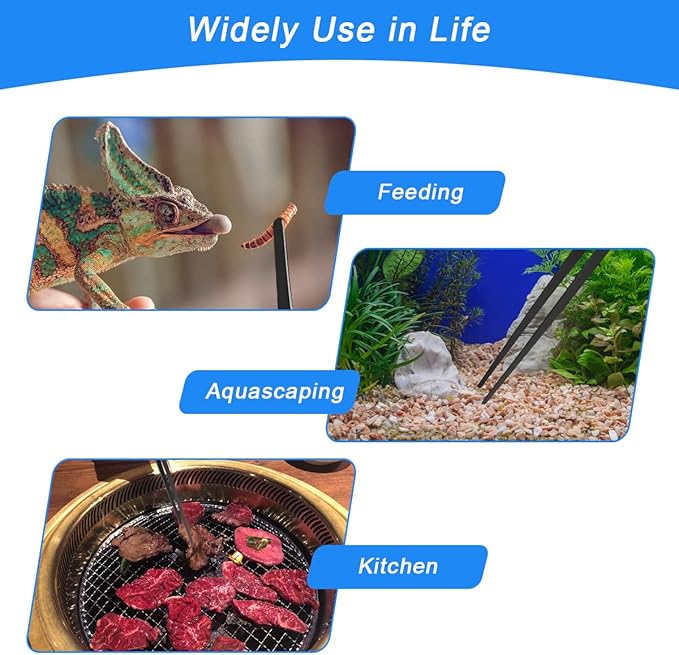 Aquarium Tweezers Extra Long 15 inches, Luxiv Stainless Steel Straight and Curved Tweezers 38cm Extra Long Tweezers for Fish Tank Plant Aquascape Tools, Feeding Tongs (15 inches, Black)