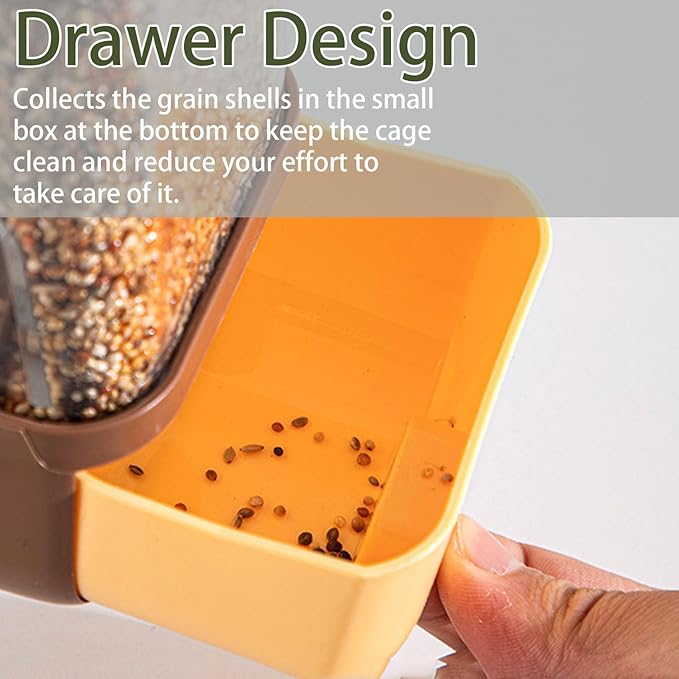 Automatic Bird Feeder for Cage, No Mess Automatic Bird Feeder Water Dispenser Set Acrylic Parrot Food Container Drinker Cage Accessories for Small Birds Canary Parakeet Finch Cockatiel Lovebirds