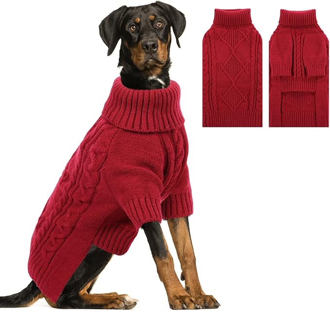 ASENKU Knitted Dog Sweater, Pullover Big Thermal Dog Winter Sweater, Turtleneck Doggy Sweaters for Large Medium Dogs Boy Girl,Warm Pet Sweatshirt for German Shepherd,Great Dane,5XL
