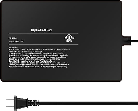 Simple Deluxe 8X12 Inch 16W Reptile Heating Pad Electric Indoor Under Tank Terrarium Heating Mat Waterproof for Turtles, Lizards, Frogs, and Other Reptiles