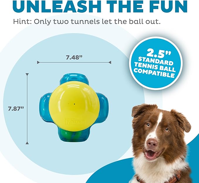 Outward Hound Tennis Maze Craze Interactive Squeaky Dog Toy, Blue