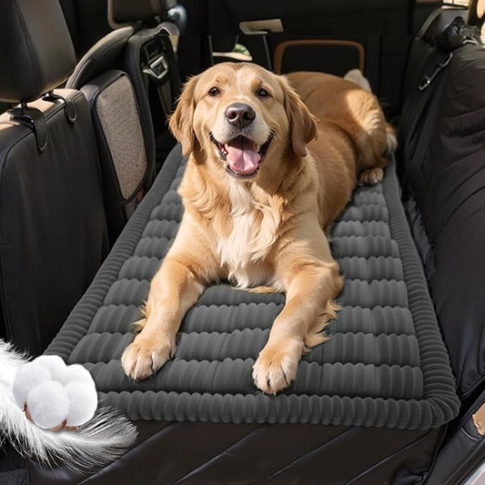 Backseat Pet Bed Mat, Plaid Dog Bed for Car Back Seat, Flannel Dog Covers for Loveseats, Non-Slip Travel Pet Mat, Custom Fit for Backseat Extenders and Seat Covers, 54"x24.8", Dark Grey