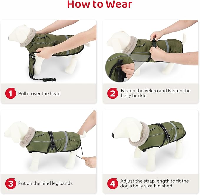 Dog Coat, Dog Winter Coat Jacket Waterproof for XXL Large Dogs, Pet Vest Warm Fleece Cozy for Cold Weather, with Harness Built in Reflective, Dogs Snowsuit Windproof, Adjustable Buckle