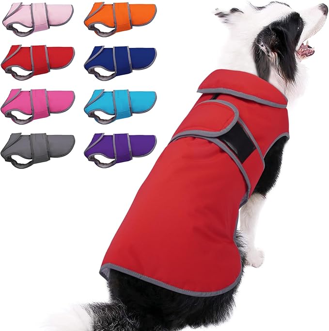 MIGOHI Reflective Waterproof Windproof Dog Coat - Warm Jacket Reversible Stormguard Winter Vest for Small to Large Dogs (Red, XL)