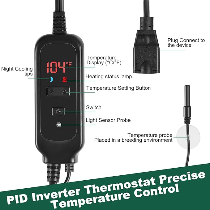 5.5 inch Reptile Heat Lamp Fixture with Dimming Thermostat,Reptile Light Fixture Max 100W,Thermostat with Temperature Controller for Bearded Dragon,Turtles,Snake and Lizard Terrarium