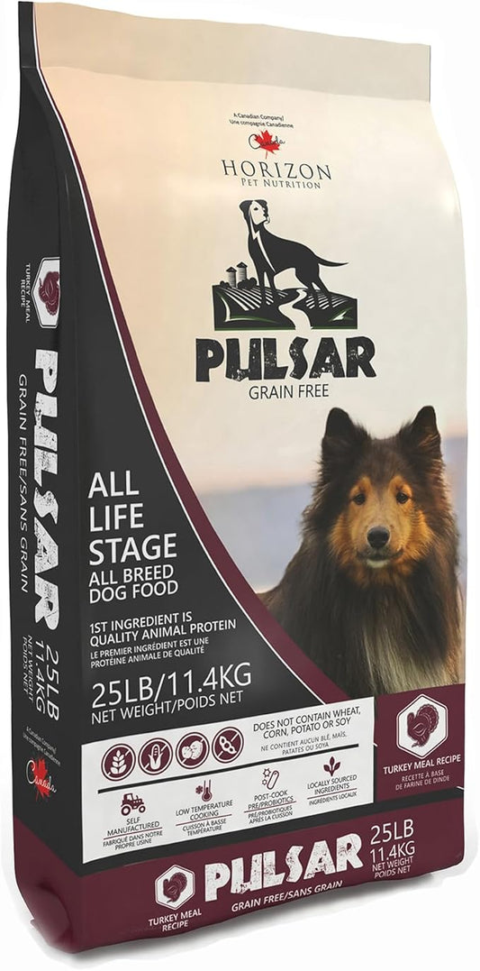 Pulsar Premium Grain Free Dog Food | Turkey Formula | All Life Stage, Non GMO, Meat Dense Diet | 25 lb Bag