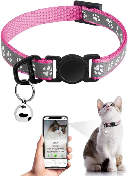Cat Collar Breakaway with QR Code Name Tag, Reflective Kitten Collars with Bell, Cat ID Tag Personalized, Ultra-Durable, Adjustable, Quick Release, Fits Most Girl Boy Small Large Cats (8''-13.3'')