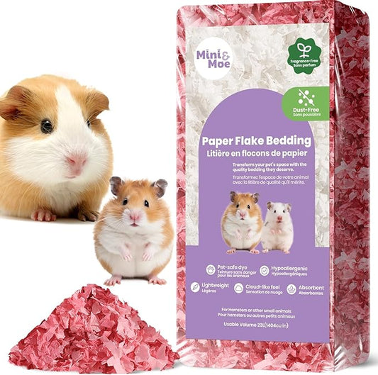 mini&moe Guinea Pigs Bedding Hamster Bedding: Moisture Absorbent and Dust-Free Natural Paper Small Pet Bedding - for Guinea Pigs, Hamsters, and Rabbits, 12 Liters