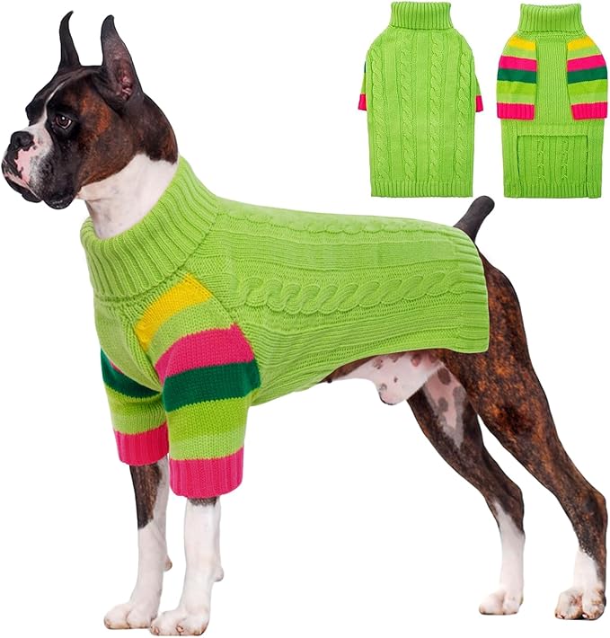 Sweaters for Large Size Dogs Winter, Turtleneck Extra Large Dog Sweater for Dogs Male Female, Thick Warm Christmas Dog Cold Sweater, Sweaters for Doggie Doberman, German Shepard (Green XXXL)