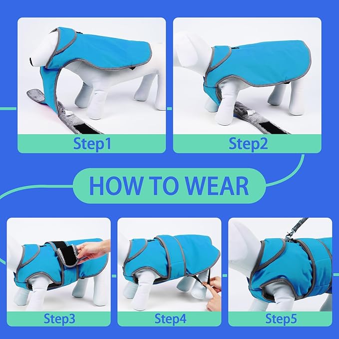 MIGOHI Warm Dog Coat Winter Dog Jacket,Waterproof Cold Weather Coats for Dogs,Fleece Jacket for Small Medium Large Dogs,Reflective Thick Fleece Vest with Leash Hole