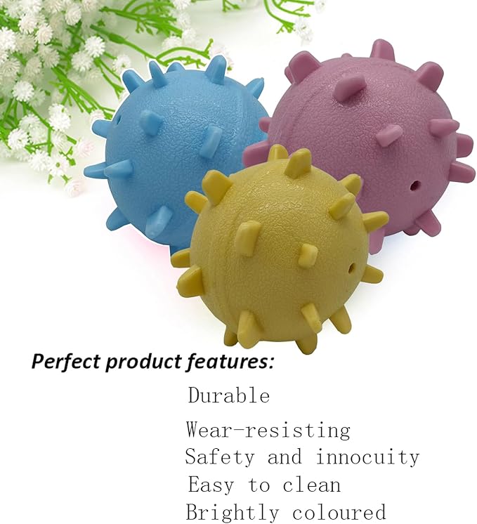 Dog Balls ，2.3” Heavy Duty Squeaky Dog Toys for Small Medium Large Dogs Squeaky Toy Balls 3 Pcs (Yellow, Red, Blue)