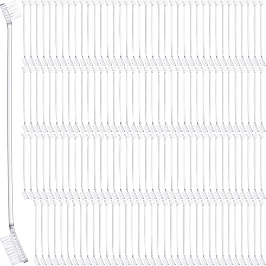 Nuenen 150 Pcs Dog Toothbrush Dual Headed Dental Brushes Puppy Tooth Brushing Kit Long Handle Toothbrush for Large and Small Dogs Cats Most Pets Teeth Cleaning Oral Care Supplies(Clear)