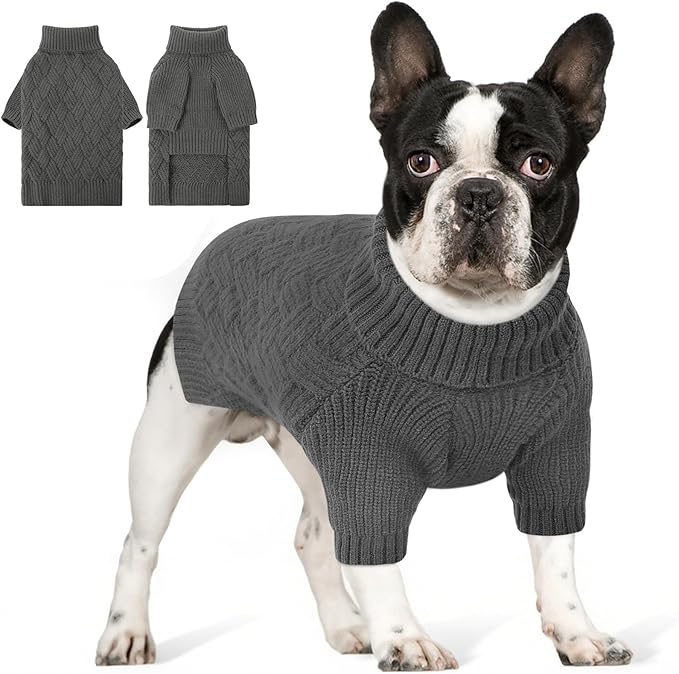 AOFITEE Small Dog Sweater, XS Dog Sweater, Warm Dogs Halloween Sweaters, Dogs Winter Sweaters for Pet Girl Boy, Turtleneck Thick Puppy Sweatshirt Female Male for Yorkie, Chihuahua (Grey, XSmall)