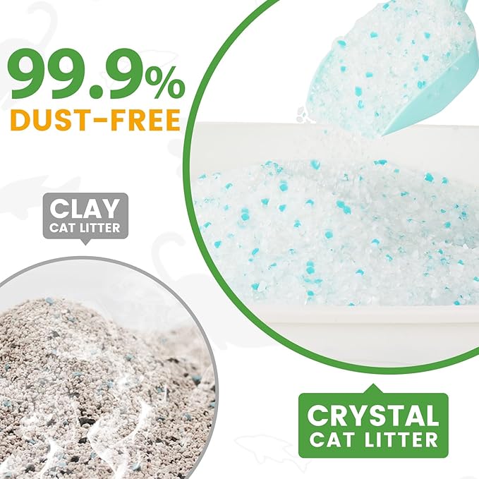 NEWORD Crystals Cat Litter Silica Gel, 14LB Bag, Superior Odor Control, Non Clumping Cat Litter, Lightweight Cleaning Crystals for Home Kitty Litter Boxes Cats Pets, Aloe Vera Fragrance