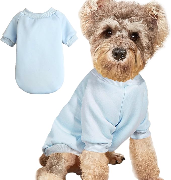 Puppy Sweater for Small Dogs Clothes Warm Winter Cat Clothe Pet Sweatshirt Knitwear Doggie Kitten Clothing, Light Blue, Medium