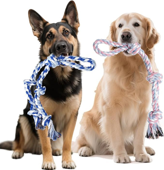 YALAVA Dog Rope Toys for Aggressive Chewers, 20 Inch 2 Pack Heavy Duty Chew Toys for Teeth Cleaning, Cotton Rope Dog Tug Toy for Medium to Large Breed