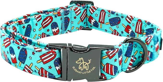 Elegant little tail Independence Dog Collar, Holiday Pet Collar Patriotic Dog Durable Dog Collars Girl or Boy Soft Pet Gift Adjustable Dog Collar for Small Medium Large Dogs