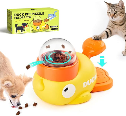 Potaroma Cat Puzzle Treat Dispenser, Interactive Duck-Shaped Enrichment Toy for Cats and Small Dogs, IQ Training and Exercise 8.6 Inches