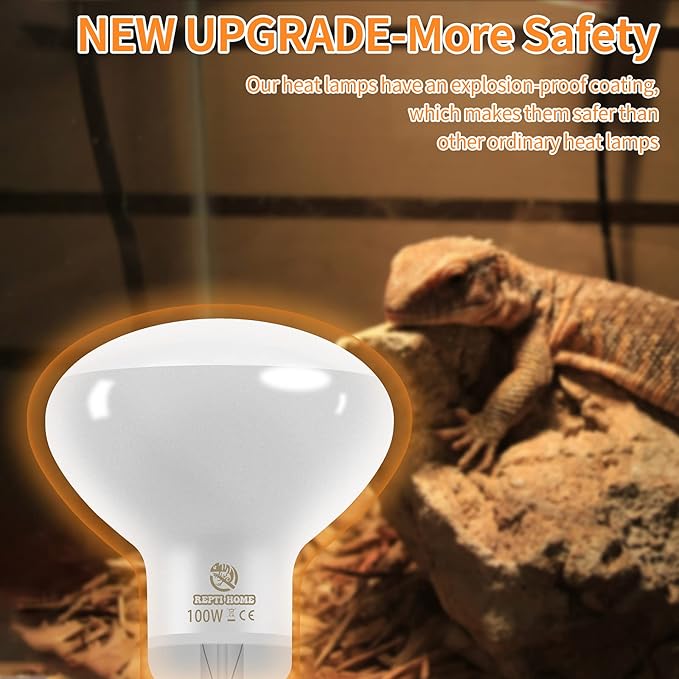 New Upgrade Reptile Heat Lamp Bulb (3rd Gen No Broken), 75W 2 Pack Basking Spot Light for Reptiles & Amphibians,UVA Daylight Heat Bulb for Bearded Dragon, Turtle
