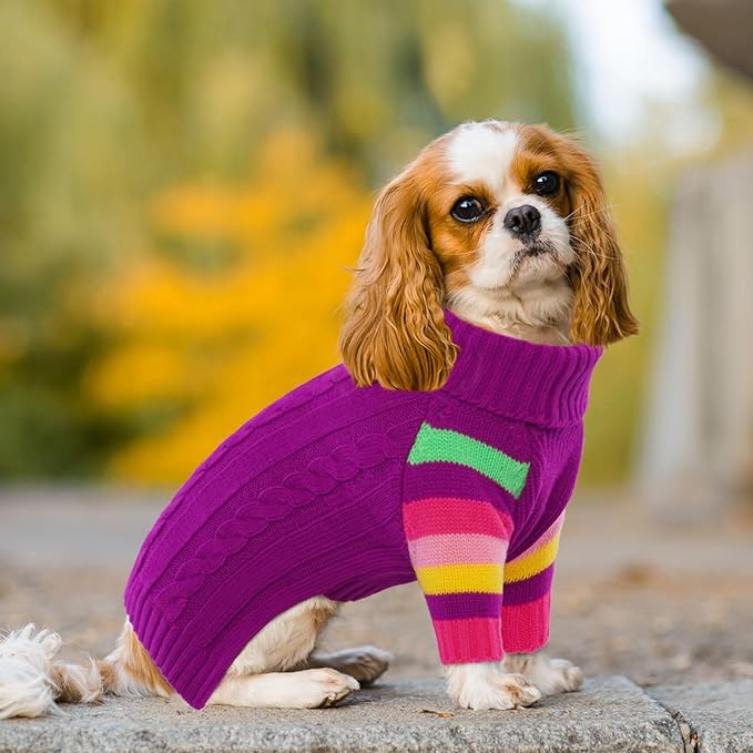 XXL Dog Sweaters Stretchy, Turtleneck Knit Sweater for Extra Large Dogs, Sweaters for Large Size Dogs, Warm Christmas Big Dog Sweater Golden Retriever, Labrador, Rottweiler (Purple XXL)