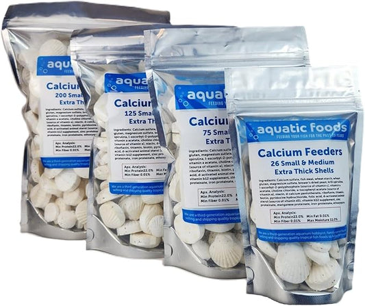 Aquatic Foods Inc. Calcium Feeder Small & Medium Shells. Extra Thick Shells for Shrimp, Snails, Crabs, Crayfish, Hermit Crabs and All Tropical Fish…75 Count Bag