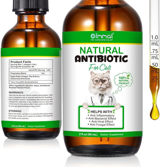 60ML Antibiotics for Cats, Premium Cat Antibiotics Supplement, Cats Multivitamin, Natural Antibiotic for Cats, Cat Antibiotic, Cat Antibiotics Supports Immune & Cats Allergy Relief-2 Fl Oz