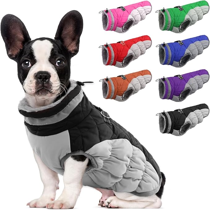 Lelepet Dog Coat Warm Dog Winter Coat Waterproof Dogs Jacket with Harness Built in Reflective Pet Fleece Vest Zip-Up Cold Weather Coats for Small Dogs Turtleneck & Windproof Coats Yorkie Black S