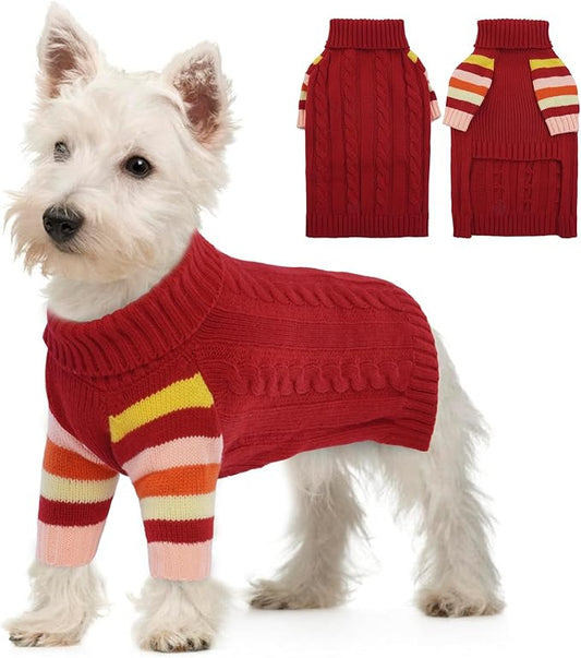 XS Dog Sweater Warm, Dog Sweaters for Small Dogs Girls Boys, Stretchy Puppy Sweater,Turtleneck Extra Small Doggie Sweater Winter,Pullover Pet Knitwear Teacup, Yorkie, Chihuahua (Red XS)