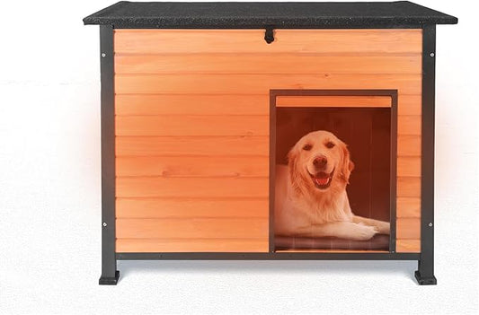 Dog House Outdoor Insulated with Prevent Chewing Iron Frame, Insulated cat House Outdoor Removable Floor and Open Roof for Dogs,Cat,Rabbits and Small Animals