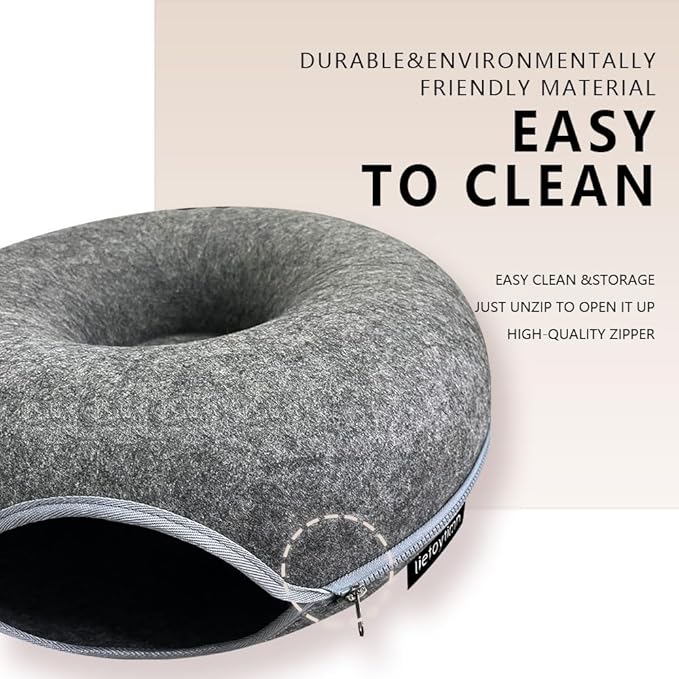 Tunnel nest, Donut nest, Fun Ventilation peep Hole, Detachable Zipper cat Bed, Felt Washable, All Season Universal cat Bed Suitable for Cats (Dark Gray, Small)