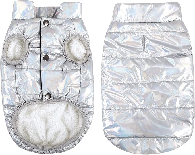 ASENKU Dog Winter Coat - Waterproof Windproof Dog Jacket, Warm Snowproof Doggie Puffer Vest for Cold Weather, Lightweight Snow Coats for Small Medium Large Dogs (Silver, 2XL)