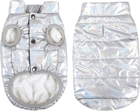 ASENKU Dog Winter Coat - Waterproof Windproof Dog Jacket, Warm Snowproof Doggie Puffer Vest for Cold Weather, Lightweight Snow Coats for Small Medium Large Dogs (Silver, 2XL)