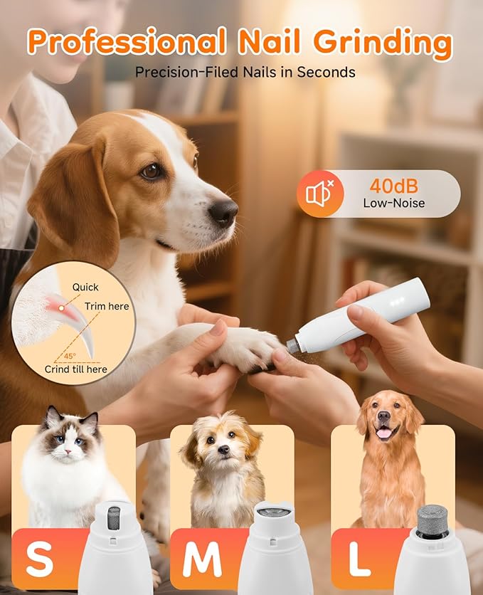 Dog Grooming Kit Quiet, 14 in 1 Dog Hair Trimmers with Paw Nail Grinder & Pet Clippers, Low Noise,Waterproof, Rechargeable, 3 Blades for Paws, Eyes, Ears, Face – Safe for Dogs & Cats