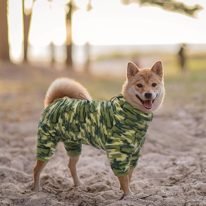 ROZKITCH Dog Winter Coat Soft Fleece Pullover Pajamas, Pet Windproof Warm Cold Weather Jacket Vest with Luminous Zipper, Jumpsuit Apparel Outfit Clothes for Small Medium Large Dog Camo 4XL