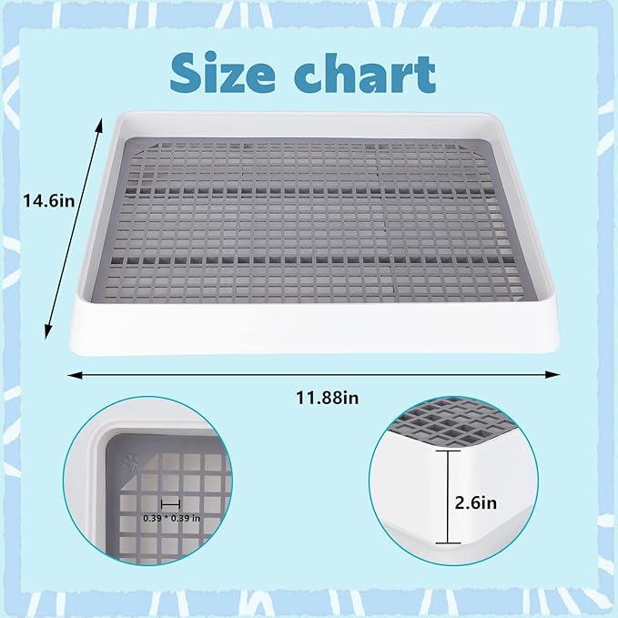 FHTONGE 2 Pcs Guinea Pig Litter Box for Cage, Guinea Pigs Litter Pan with Grid, Rectangular Small Amimal Potty Trainer Tray Pet Toilet for Rat Chipmunk Chinchilla Hedgehog Hamster Ferret Rabbit