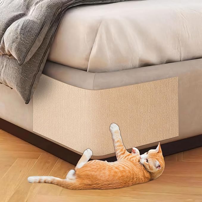 Bed Cat Scratcher Pad,47.2"x15.8"Cat Scratching Mat,Self-Adhesive Trimmable Anti Scratch Bed Couch Wall Corner Furniture Protector from Cat Claws,Easy Use for Cat Carpet/Door/Post