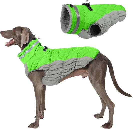 Warm Dog Coats For Large Dogs, Waterproof Dog Jacket With Harness, Zipper Clousure, Fleece Lining, Turtleneck, For Cold Weather Outdoor Walks, Pet Snowsuit For Beagle, Cocker Spaniel, Corgi- XL