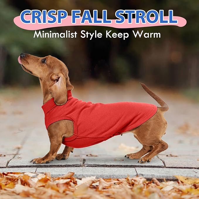 Dog Fleece Vest - Red, L - Pullover Warm Dog Sweater | Stretchable Soft Sweatshirt,Lightweight Jackets for Medium Breeds,Dachshund,French Bulldog