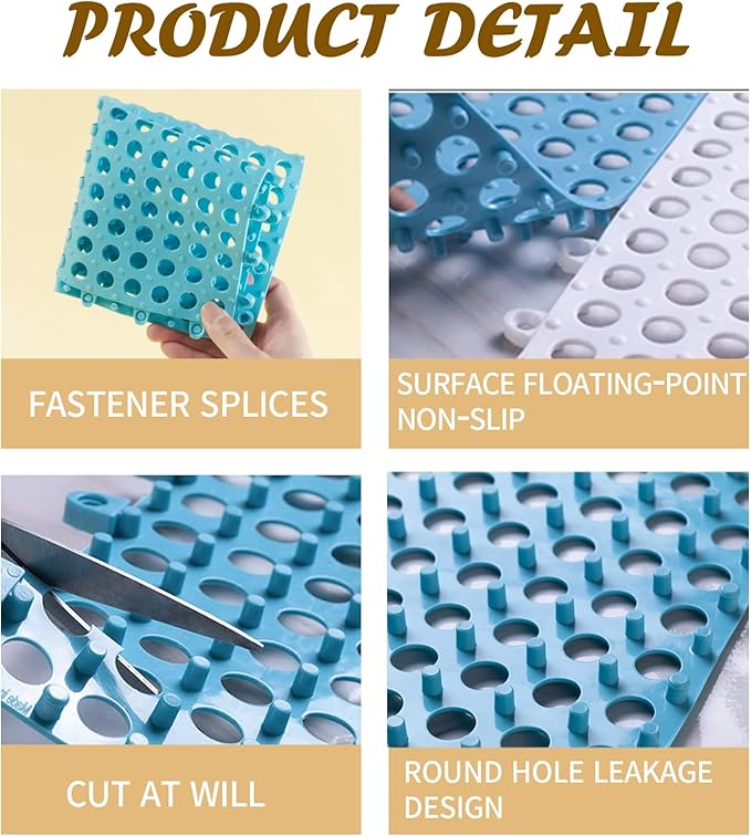 Rabbit Cage Mat Floor-12 Pcs Plastic Bunny Resting Mats for Wire Cage Bottom 12x12 Pet Feet Pad with Holes for Chinchilla Ferret Guinea Pig Squirrel, Easy to Cut and Splice (6 Blue&6 White)