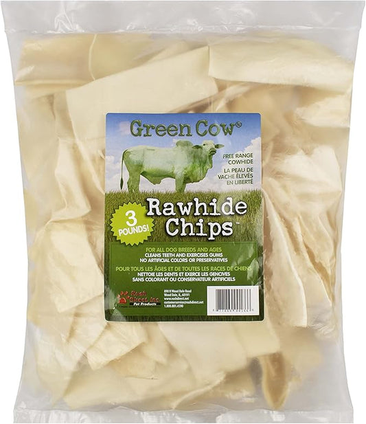 Chips 3-Pound Bag - Premium Large Dog Rawhide Chews - Ideal for Agressive Chewers Dog Rawhide Treats - Durable Rawhide Bones for Large Dogs