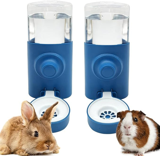 Fhiny Rabbit Water Bottle No Drip, 2 PCS Hanging Guinea Pig Water Dispenser 600ml Small Animal Gravity Automatic Water Feeder for Bunny Guinea Pigs Chinchillas Hedgehogs Ferrets Squirrels (Blue)