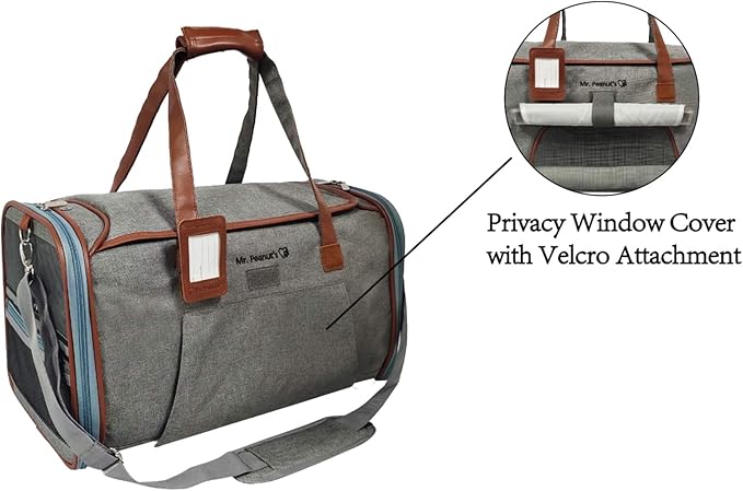 Mr. Peanut's Gold Series Big Apple XL Expandable Airline Approved Soft Sided Pet Carrier, Premium Brand Self Locking Zippers, Plush Faux Fleece Bedding with a Sturdy Plywood Base (Platinum Gray)