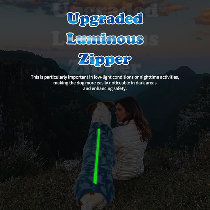 ROZKITCH Dog Winter Coat Soft Fleece Pullover Pajamas, Pet Windproof Warm Cold Weather Jacket Vest with Luminous Zipper, Jumpsuit Apparel Outfit Clothes for Small Medium Large Dog Shark XL