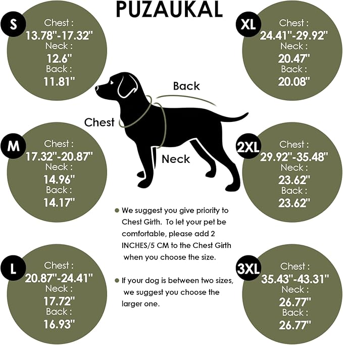 Dog Coat, Large Dog Jacket, Windproof Dogs Puffer Jacket, Fleece Lined Warm Dogs Winter Coat with Harness Hole (Army Green XL)