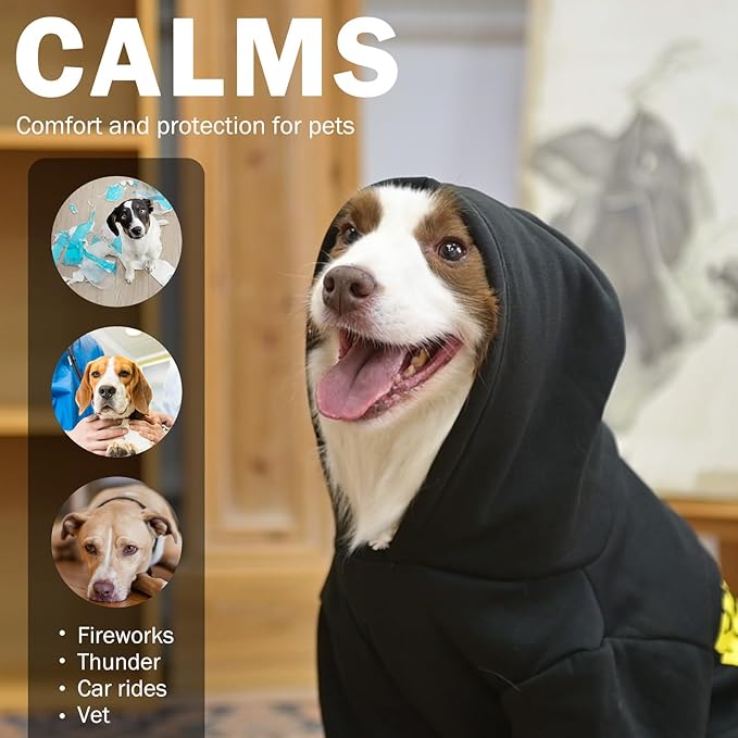 SCENEREAL Security Dog Hoodie Sweaters - Brushed Fleece Dog Clothes with Hat, Soft Warm Winter Coat for All Weather, XXXXL