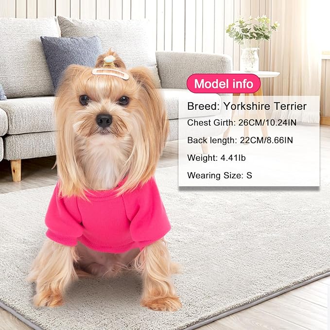 2 Pack Dog Hoodie Warm Hood Dog Sweater Cold Weather Small Dogs Sweatshirt Comfort Pet Clothes for Small Medium Dogs with Pockets Cats Chihuahua Clothes for Male Female Girl Boy Sporty Daily Wear