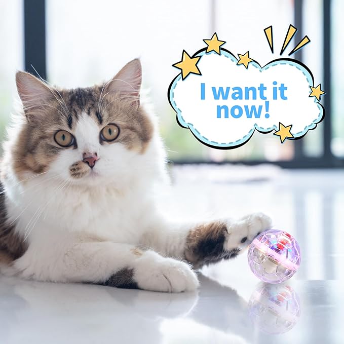 4 Piece Light Up Cat Balls Ghost Hunting Equipment, Indoor Motion-Activated Magic Cat Ball, Plastic Glowing Pet Toys