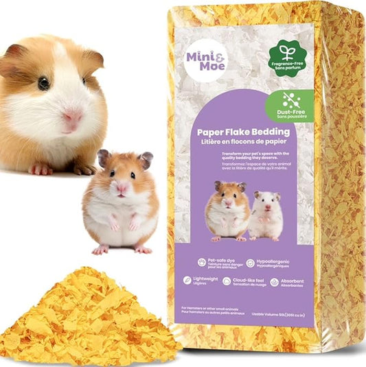 mini&moe Hamster Bedding 23 Liters: Dust-Free and Odor Control Moisture Absorbent Natural Paper Small Pet Bedding - for Guinea Pigs, Hamsters, Rabbits, and Small Animal